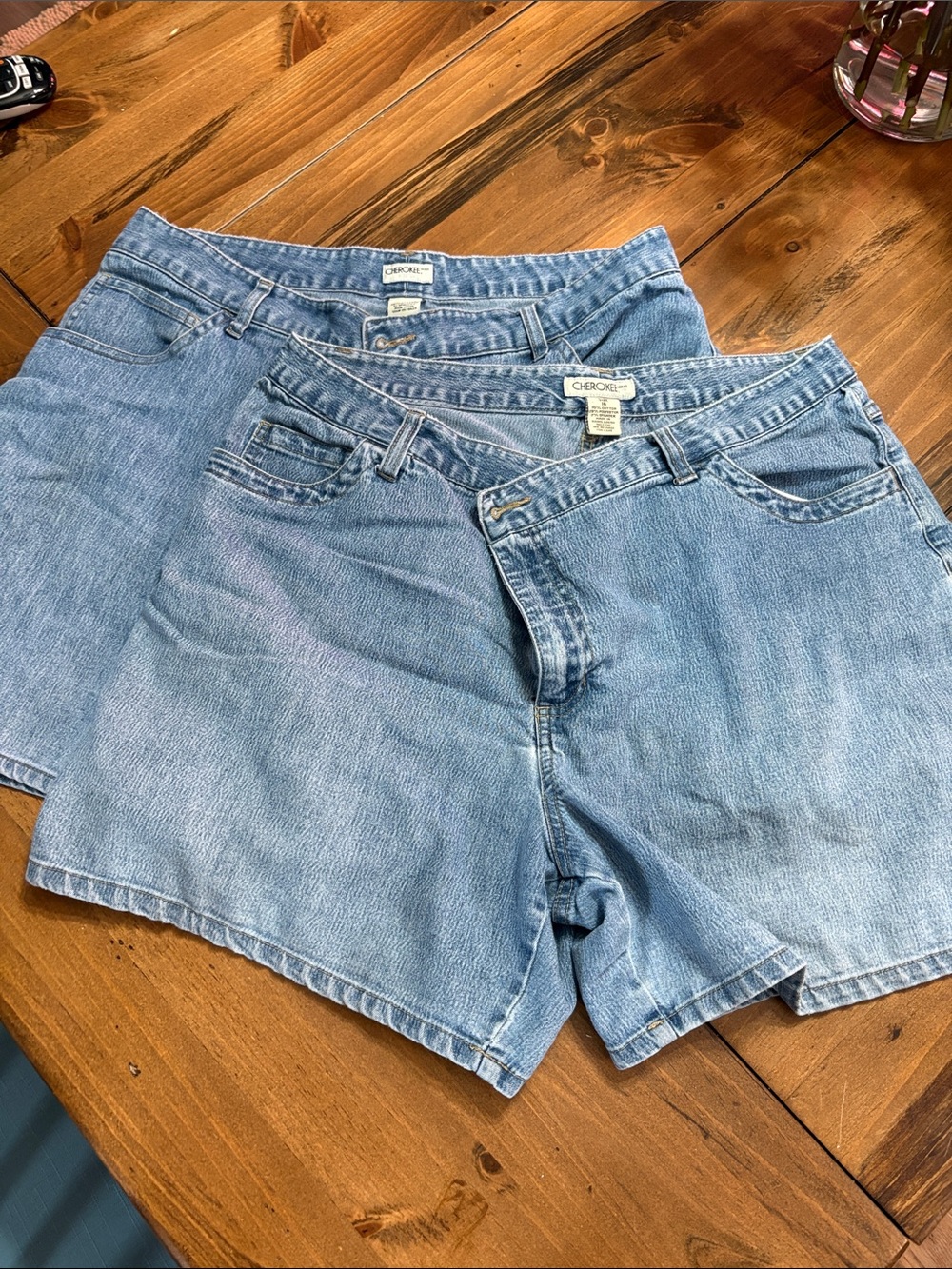 Vintage Cherokee Light Blue Denim Jean Shorts - Pack of 2.  5” inseam